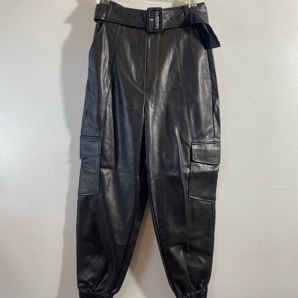 Culpos X INC Womens Faux Leather Cargo Pants Black Size 6